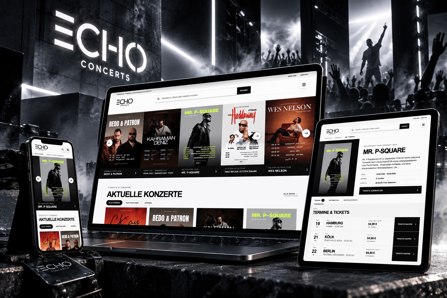 Echo Concerts - Ticket Portal Relaunch termidesign ticketing booking webdesign