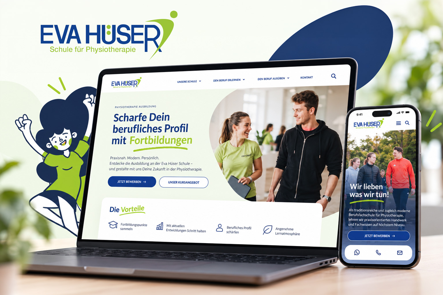 Eva huser - schule für physiotherapie - webdesign